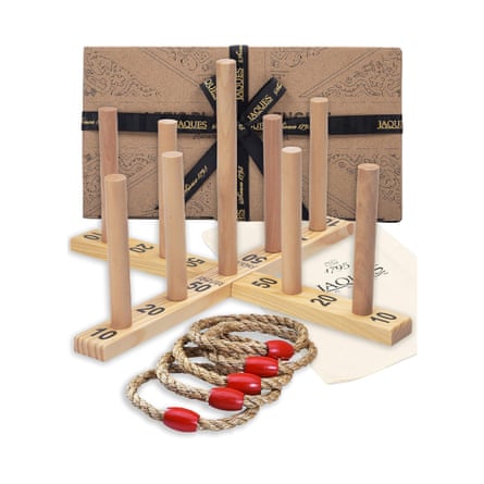 Jaques of London Wooden Quoits Garden Game | Outdoor Games for Adults & Kids | 9 Pin Ring Toss Game | Family Lawn Games | Since 1795