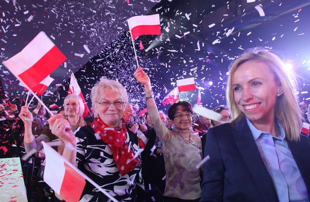 Law and Justice party supporters campaigning in Warsaw in October 2015.