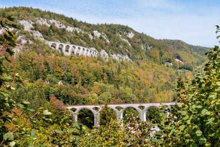 Woods, hills and two viaducts.
