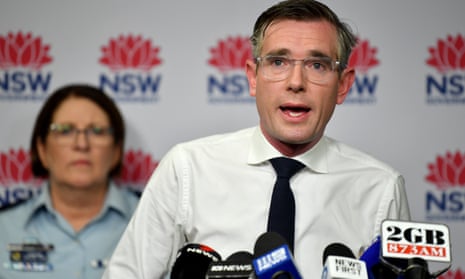 NSW premier Dominic Perrottet at the media conference this morning.
