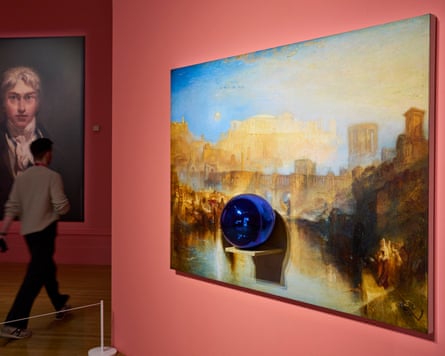 Painting with a glass ball attached to it