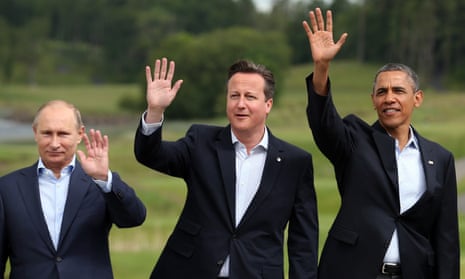 Vladimir Putin, David Cameron and Barack Obama at the Lough Erne G8