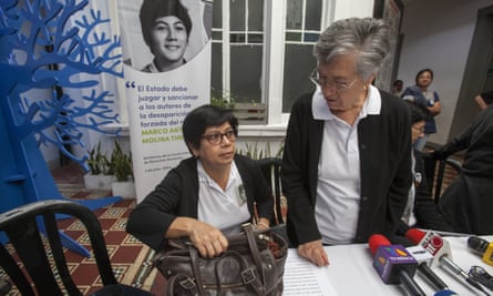 Emma Guadalupe Molina Theissen left, and her mother Emma at a press conference in Guatemala City on 25 May.