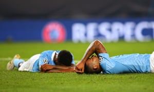 Gabriel Jesus (right) and Raheem Sterling of look dejected after final whistle.