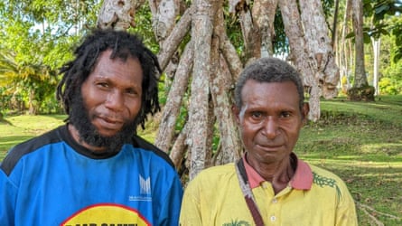 Bryan Lavate and Sandu Ovot, a chief from Suburam, whose great-grandfather was buried in the matmat he says was levelled by the loggers.