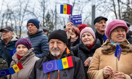 Moldovans celebrating the opening of EU accession talks in Chișinău, Moldova, 17 December 2023