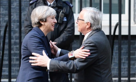 Theresa May with Jean-Claude Juncker