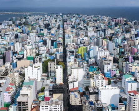 Aerial view of densely packed buildings in Malé