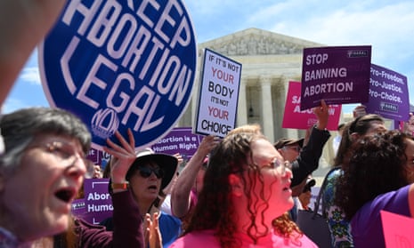 Abortion rights activists at the supreme court in May. In Kentucky, doctors must describe the ultrasound in detail while the pregnant woman listens to the fetal heartbeat.