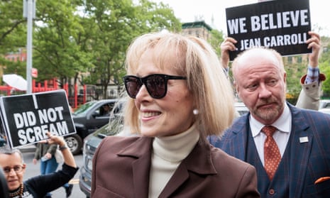 E Jean Carroll arrives at the federal courthouse in New York
