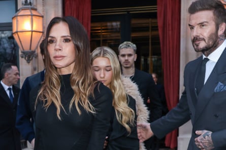 The four of them leave the hotel, with Victoria leading the way