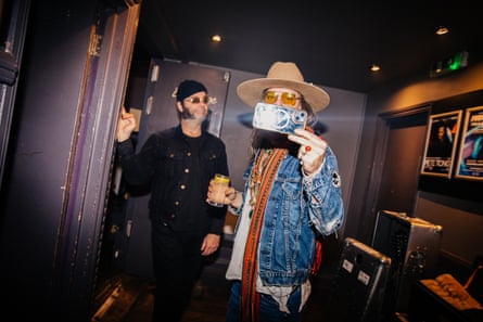 Joel Gion and Anton Newcombe of the Brian Jonestown Massacre backstage in Brighton