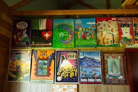 Posters promoting historical Swiss-Italian Festa events in Hepburn