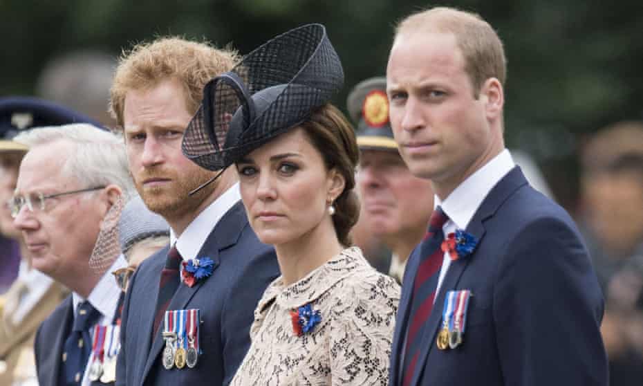 L to R: Prince Harry and the Duchess and Duke of Cambridge at the Somme centenary commemorations in France earlier this year.
