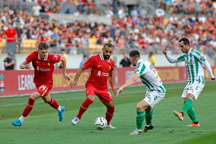 The freshly shorn Mohamed Salah in the new Liverpool kit