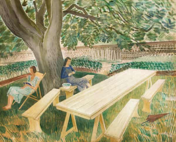 Two Women in a Garden, by Eric Ravilious