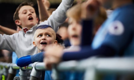Manchester City fans are a happy bunch after that second goal went in.