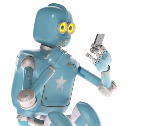 A robot with a mobile phone