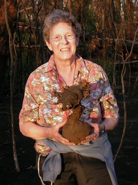 Pam Catcheside poses with a Stonemaker fungus in 2008.