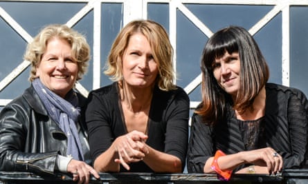 Walker (centre) in 2015 with WEP founders Sandi Toksvig (left) and Catherine Mayer.