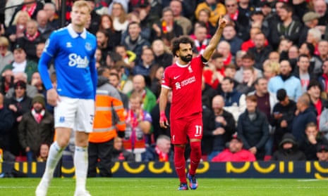 Salah celebrates.