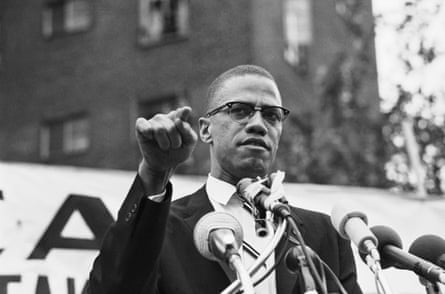 Malcolm X speaking at a rally