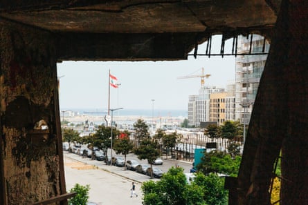 View of Martyrs’ Square, in Beirut, seen through the window of an abandoned cinema.
