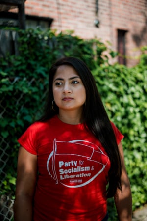 Community organizer, Cathy Rojas, poses for a portrait near her home in Elmhurst, Queens. She is a teacher in Corona and local activist.