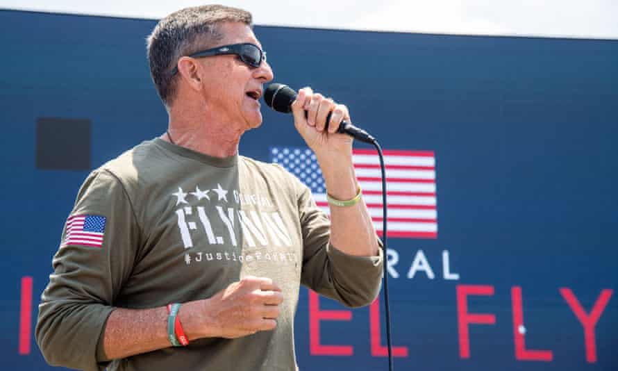Michael Flynn, a disgraced former general and convicted felon pardoned by Donald Trump, is a star draw at ReAwaken America rallies.