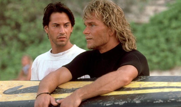 Keanu Reeves and Patrick Swayze in Point Break.