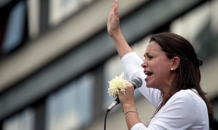 María Corina Machado, a radical opposition leader, at an anti-government protest in Caracas.