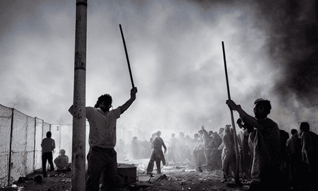 An AI-generated image from EXHIBIT A-i, an exhibition based on 32 previously unseen witness statements from refugees detained by Australia on Manus Island and Nauru