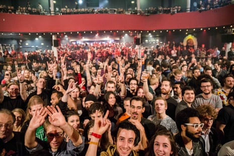 The crowd at the Bataclan minutes before the attack by terrorists on 13 November 2015.