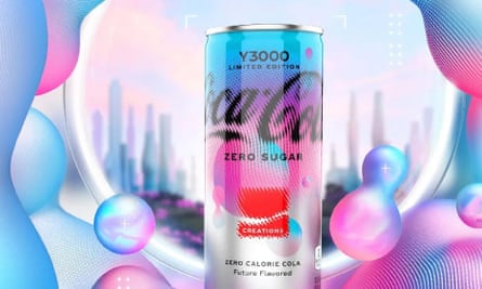 Coca‑Cola Y3000 can on pink, blue, silver and white background