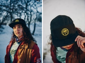 Brookline, Massachusetts - February 28, 2019 : Saya Ameli’s hat which has the “Sunrise Movement” logo which is about pursuing the green new deal. Saya Ameli is wearing her hat at Leverett Pond in Brookline, Massachusetts. Credit: Tony Luong for The Guardian