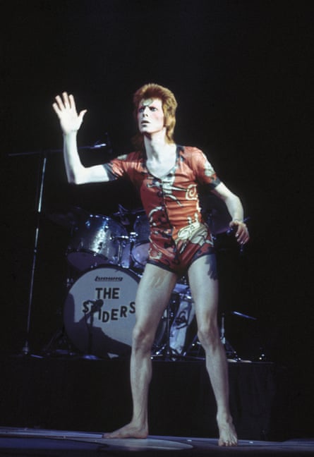 David Bowie performing as Ziggy Stardust, in his ‘woodland creatures’ costume designed by Yamamoto, in 1973.