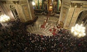 A religious service commemorating victims of the plane crash in Egypt at St Isaac’s Cathedral in St Petersburg.