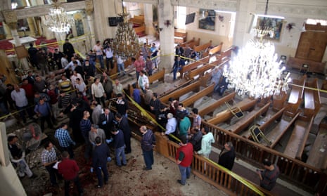 People in a bombed church in Egypt