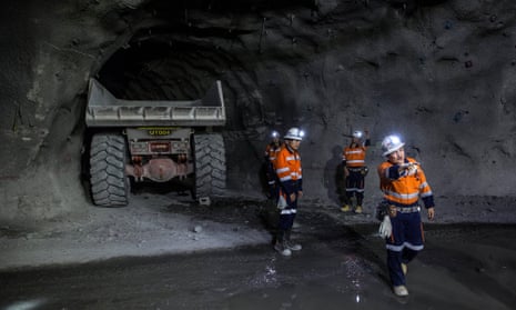 Workers in the Oyu Tolgoi copper-gold mine in Khanbogd, Mongolia
