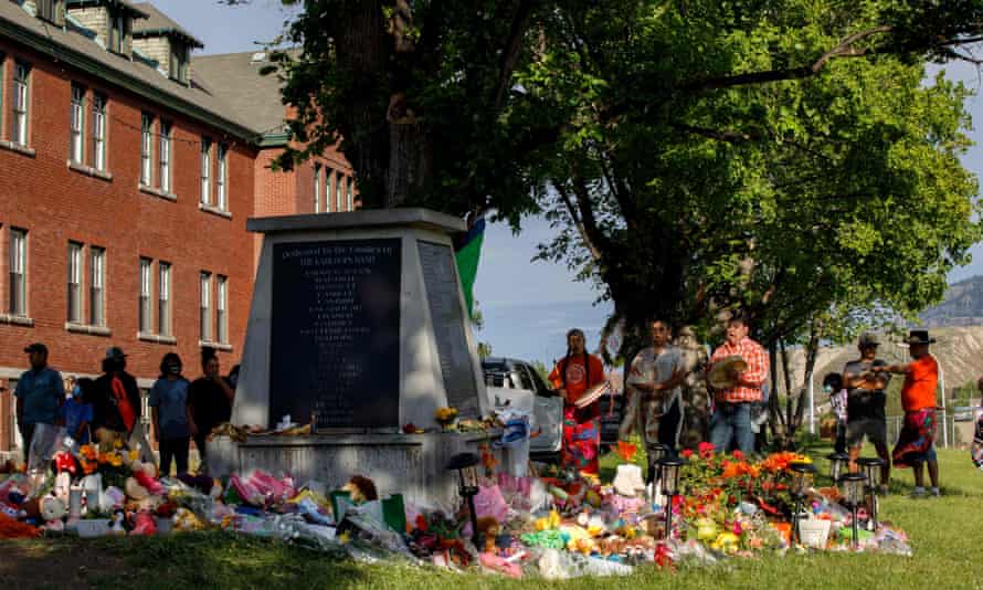 A memorial at the Kamloops school. The school in British Columbia was operated by the Catholic church on behalf of the Canadian government from 1890 to 1969.