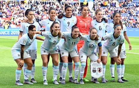 Argentina line up before Monday’s match with Japan, their first appearance in a World Cup for 12 years.