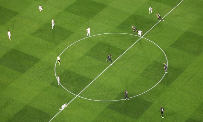 Daichi Kamada of Eintracht Frankfurt kicks off the UEFA Super Cup Final 2022 between Real Madrid and Eintracht Frankfurt at Helsinki Olympic Stadium.