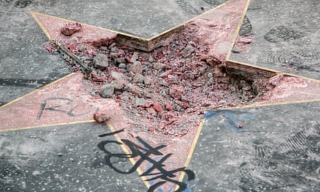 Donald Trump's Walk of Fame star destroyed in Hollywood | Culture | The Guardian