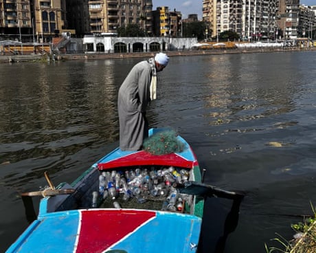 ‘The fish fled’: Nile fisherman earning more from collecting plastic than fish