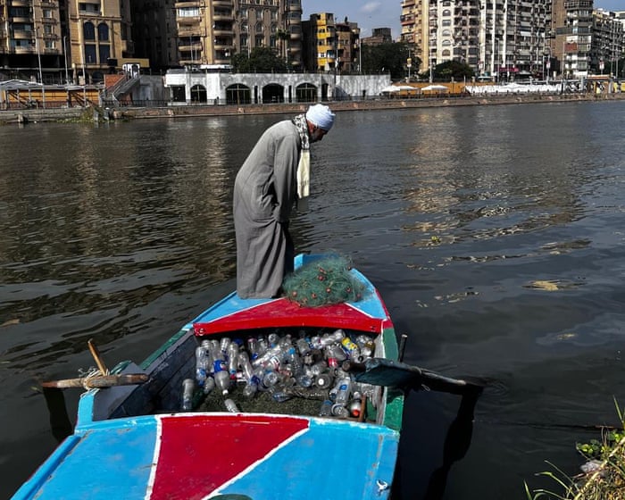 ‘The fish fled’: Nile fisherman earning more from collecting plastic than fish