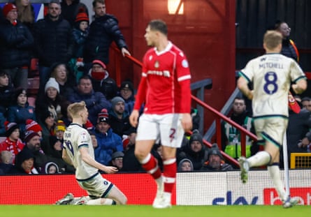 Josh Coburn celebrates scoring Millwall’s second goal against Wrexham