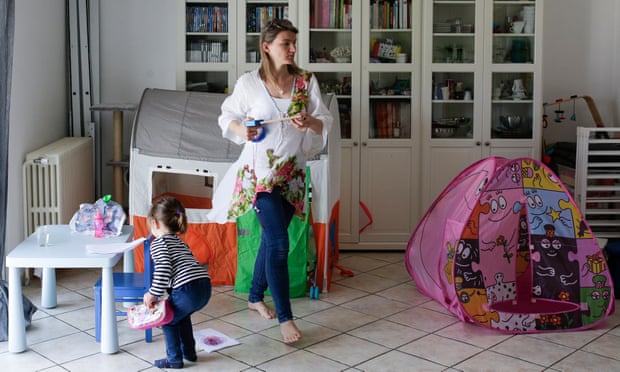 Christelle, who works as a childminder and takes in ironing to make ends meet in Lyon, France