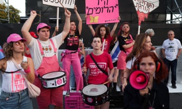 Activists from Pink Front in Tel Aviv on 25 May 2024.