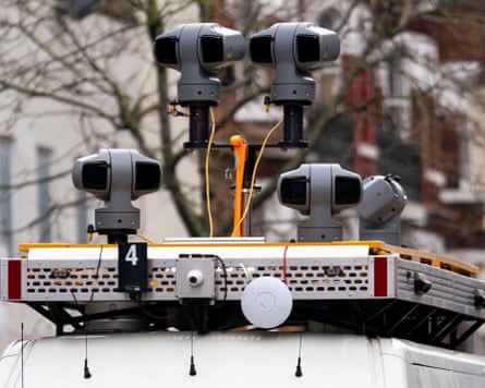 Facial recognition camera on the roof of a van