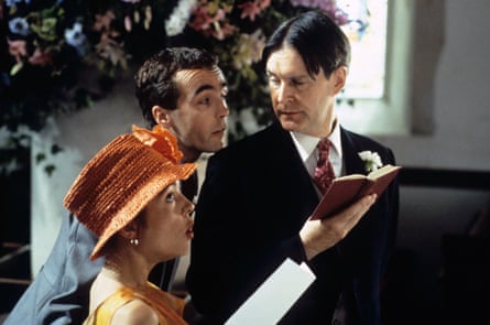 Charlotte Coleman, John Hannah and James Fleet in Four Weddings and a Funeral.